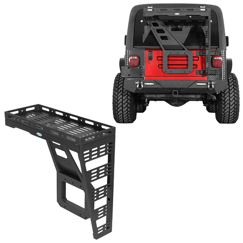 Tailgate Basket Rear Cargo Rack System For 1997-2006 Jeep Wrangler TJ ...