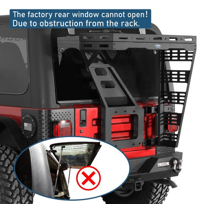 Tailgate Basket Rear Cargo Rack System  For 1997-2006 Jeep Wrangler TJ - Ultralisk4x4