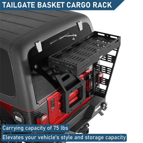Tailgate Basket Rear Cargo Rack System  For 1997-2006 Jeep Wrangler TJ - Ultralisk4x4