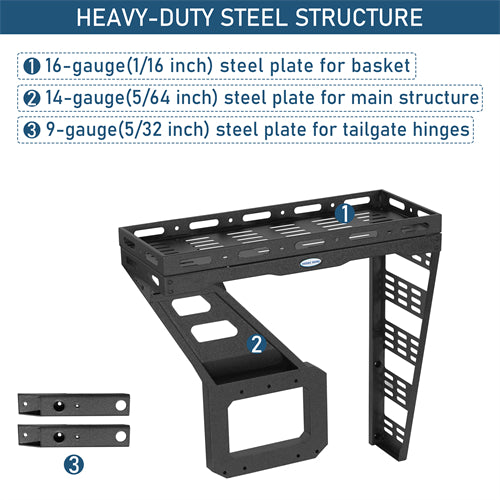 Tailgate Basket Rear Cargo Rack System  For 1997-2006 Jeep Wrangler TJ - Ultralisk4x4