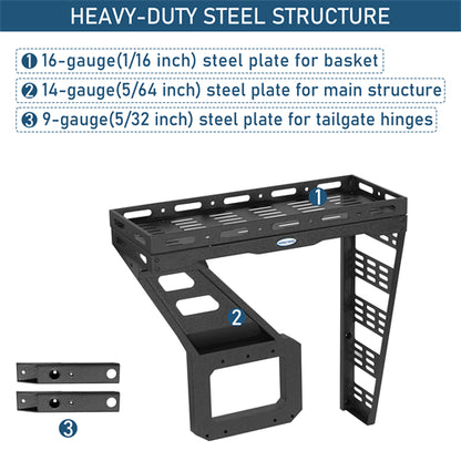 Tailgate Basket Rear Cargo Rack System  For 1997-2006 Jeep Wrangler TJ - Ultralisk4x4