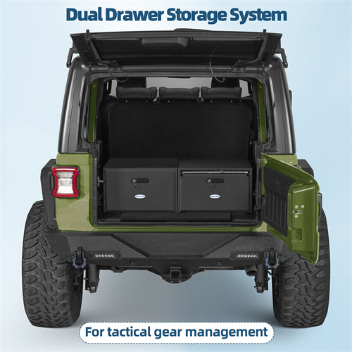 Dual Drawer Storage System For 2015-2025 Jeep Wrangler JK & JL 4-Door / 2021-2025 Ford Bronco 4-Door - Ultralisk4x4