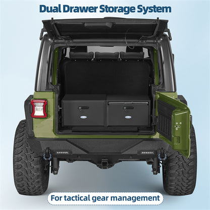 Dual Drawer Storage System For 2015-2025 Jeep Wrangler JK & JL 4-Door / 2021-2025 Ford Bronco 4-Door - Ultralisk4x4