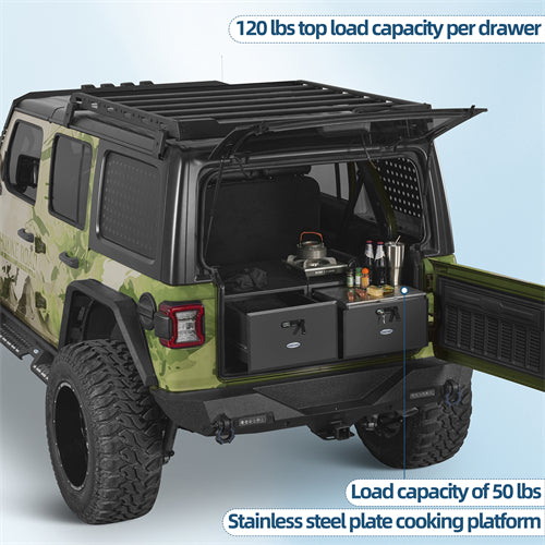 Dual Drawer Storage System For 2015-2025 Jeep Wrangler JK & JL 4-Door / 2021-2025 Ford Bronco 4-Door - Ultralisk4x4