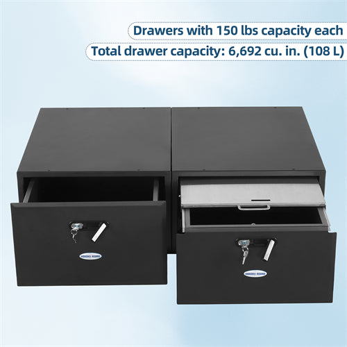 Dual Drawer Storage System For 2015-2025 Jeep Wrangler JK & JL 4-Door / 2021-2025 Ford Bronco 4-Door - Ultralisk4x4