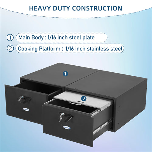 Dual Drawer Storage System For 2015-2025 Jeep Wrangler JK & JL 4-Door / 2021-2025 Ford Bronco 4-Door - Ultralisk4x4