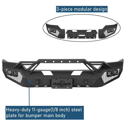 Earthshaker Series Front Bumper w/ Winch Plate & 4 × LED Lights For 2016-2018 Chevy Silverado 1500 - Ultralisk4x4