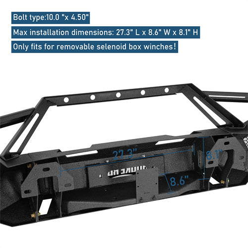 Earthshaker Series Front Bumper w/ Winch Plate & 4 × LED Lights For 2016-2018 Chevy Silverado 1500 - Ultralisk4x4