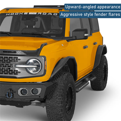 Flux Tube Fender Flares For 2021-2025 Ford Bronco 4-Door(Excluding Heritage Edition, Everglades, Heritage Limited Edition, Stroppe Edition, Raptor) - Ultralisk4x4