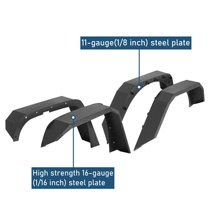 Flat Tube Wide Fender Flares For 2007-2018 Jeep Wrangler JK - ultralisk4x4