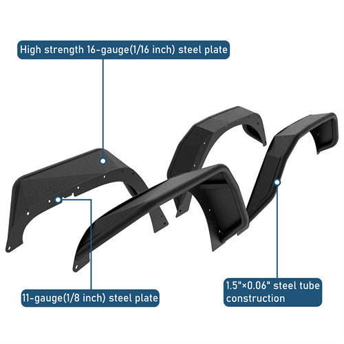 Tubular Fender Flares For 2007-2018 Jeep Wrangler JK - Ultralisk 4x4
