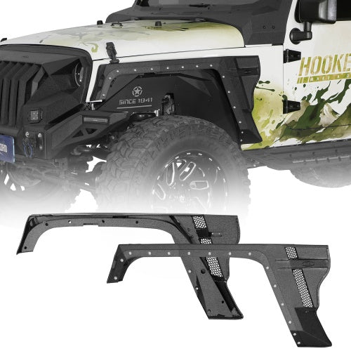 Bulwark Front Fender Flares w/ Turn Signal Lights For 2007-2018 Jeep Wrangler JK - Ultralisk4x4