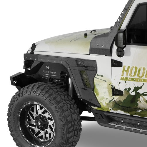 Bulwark Front Fender Flares w/ Turn Signal Lights For 2007-2018 Jeep Wrangler JK - Ultralisk4x4