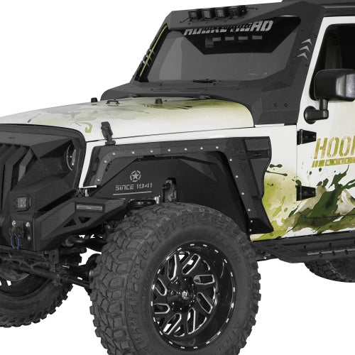 Bulwark Front Fender Flares w/ Turn Signal Lights For 2007-2018 Jeep Wrangler JK - Ultralisk4x4