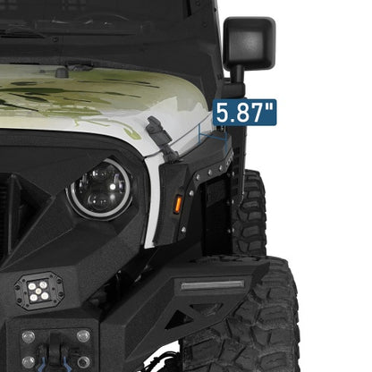 Bulwark Front Fender Flares w/ Turn Signal Lights For 2007-2018 Jeep Wrangler JK - Ultralisk4x4