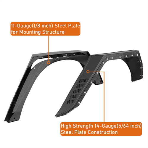 Road Trip Rear Fender Flares For Jeep Wrangler JK 07-18 4-Door - Ultralisk4x4