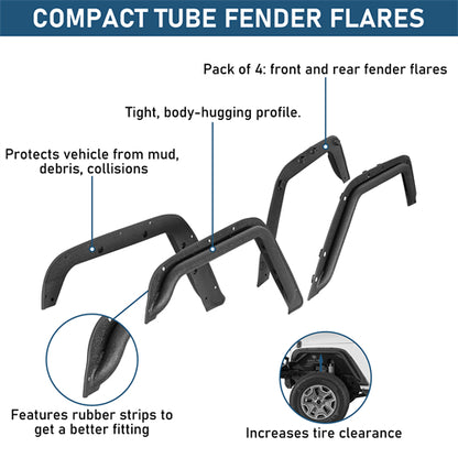 Front & Rear Fender Flare Delete Kit For 2007-2018 Jeep Wrangler JK - Ultralisk4x4