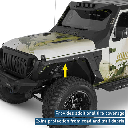 Armour Front Fender Flares w/ LED Turn Signal Lights For 2018-2025 Jeep Wrangler JL / Gladiator JT - Ultralisk4x4