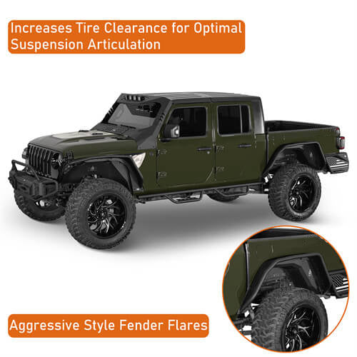 Road Trip Flux Tube Fender Flares For 2020-2025 Jeep Gladiator JT - Ultralisk4x4