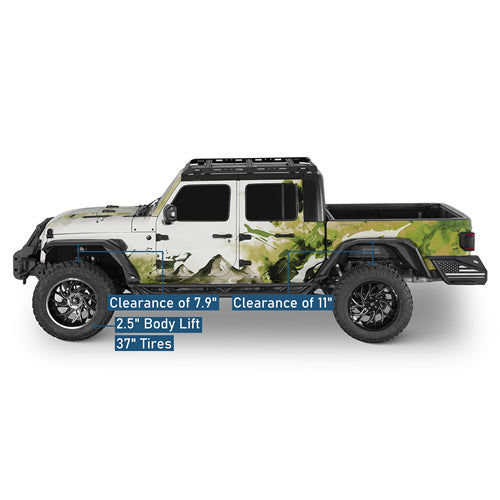 Aftermarket Flat Style Front & Rear Fender Flares For 2020-2025 Jeep Gladiator JT - Ultralisk4x4