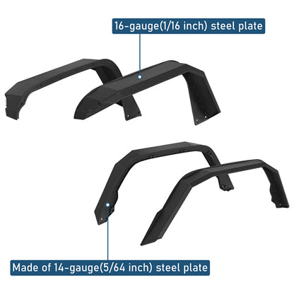 Aftermarket Flat Style Front & Rear Fender Flares For 2020-2025 Jeep Gladiator JT - Ultralisk4x4