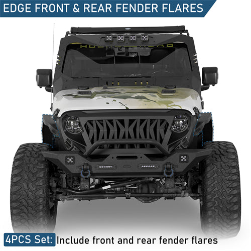 Front & Rear Fender Flares Kit For 2018-2025 Jeep Wrangler JL - Ultralisk4x4