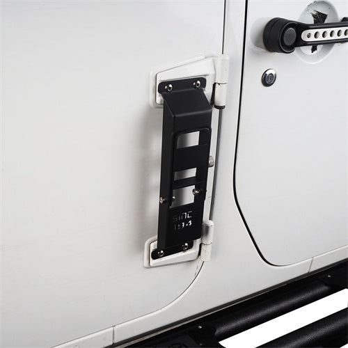 Matte Black Metal Folding Door Hinge Steps for 2007-2018 Jeep Wrangler JK(with Since 1941 Sign) - Ultralisk4x4