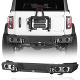 2021-2023 Ford Bronco Rear Bumper 4x4 Truck Parts w/D-Rings & LED Lights Excluding Raptor - Ultralisk4x4 ul8923s 1