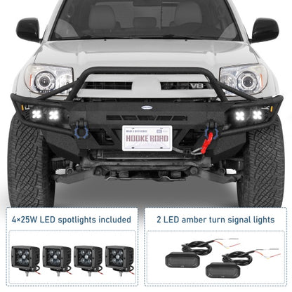 Tube Front Bumper w/ Winch Plate & 4 LED Spot Lights (03-05 Toyota 4Runner) - ultralisk4x4