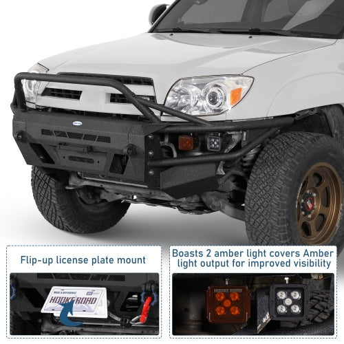 Tube Front Bumper w/ Winch Plate & 4 LED Spot Lights (03-05 Toyota 4Runner) - ultralisk4x4