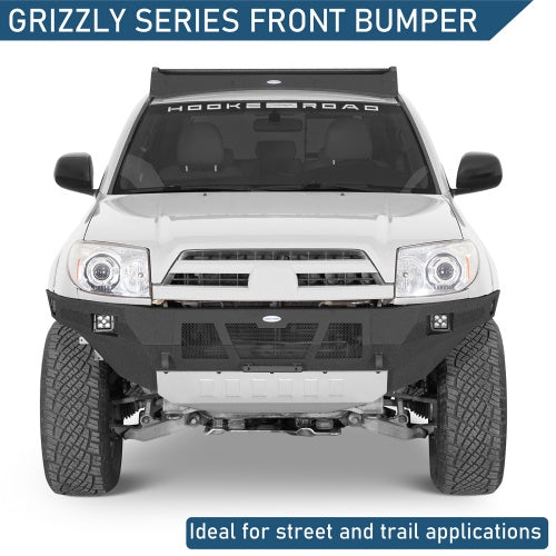 Grizzly Series Full-Width Front Bumper w/ Skid Plate & LED Lights For 03-09 Toyota 4Runner- Ultralisk4x4