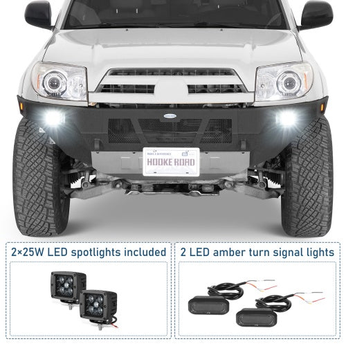 Grizzly Series Full-Width Front Bumper w/ Skid Plate & LED Lights For 03-09 Toyota 4Runner- Ultralisk4x4