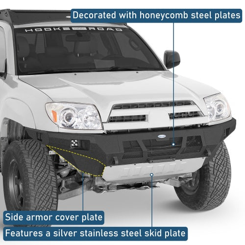 Grizzly Series Full-Width Front Bumper w/ Skid Plate & LED Lights For 03-09 Toyota 4Runner- Ultralisk4x4