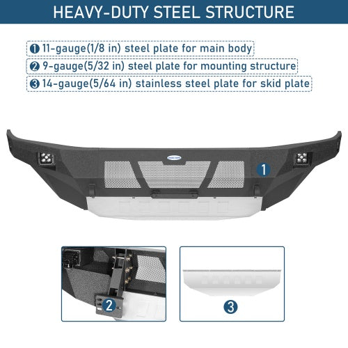 Grizzly Series Full-Width Front Bumper w/ Skid Plate & LED Lights For 03-09 Toyota 4Runner- Ultralisk4x4