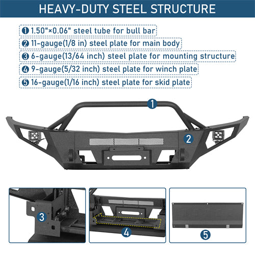 ExplorerX Full Width Front Bumper For 2015-2020 Chevy Colorado (Excluding ZR2 Models) - Ultralisk4x4