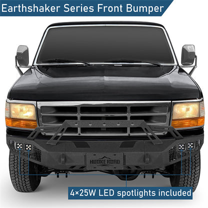 Front Bumper w/ Winch Plate & LED Spotlights For 1992-1996 Ford Bronco F-150/F-250/F-350 - Ultralisk4x4
