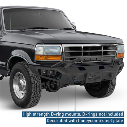 Front Bumper w/ Winch Plate & LED Spotlights For 1992-1996 Ford Bronco F-150/F-250/F-350 - Ultralisk4x4