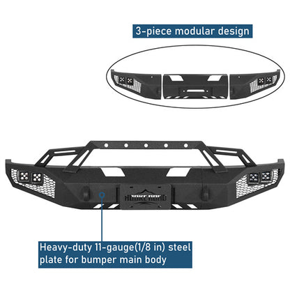 Front Bumper w/ Winch Plate & LED Spotlights For 1992-1996 Ford Bronco F-150/F-250/F-350 - Ultralisk4x4