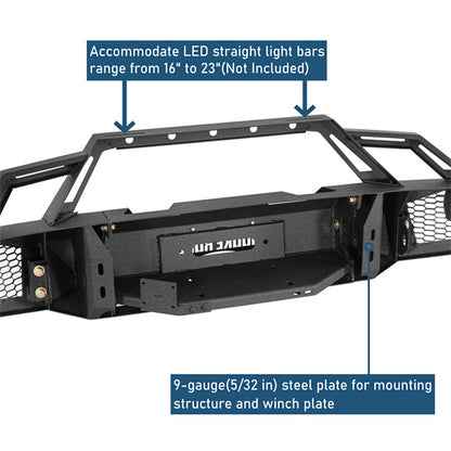 Front Bumper w/ Winch Plate & LED Spotlights For 1992-1996 Ford Bronco F-150/F-250/F-350 - Ultralisk4x4