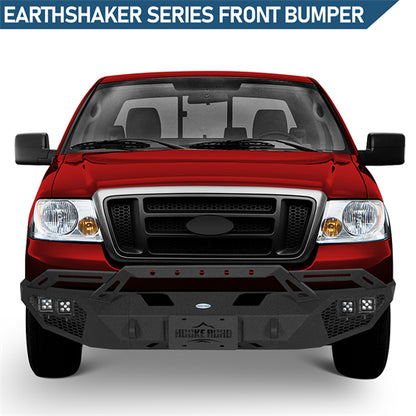 Earthshaker Series Front Bumper w/ Winch Plate & LED Lights For 2004-2008 Ford F-150 - Ultralisk4x4