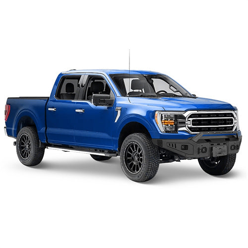 Road Trip Front Bumper w/ Winch Plate & LED Spotlights For 2021-2023 Ford F-150(Excluding Raptor) - Ultralisk4x4