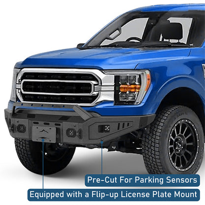 Road Trip Front Bumper w/ Winch Plate & LED Spotlights For 2021-2023 Ford F-150(Excluding Raptor) - Ultralisk4x4