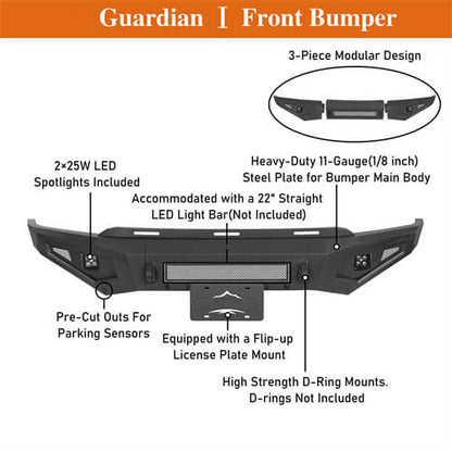 Road Trip Front Bumper w/ LED spotlights  For 2021-2023 Ford F-150(Excluding Raptor) - Ultralisk4x4