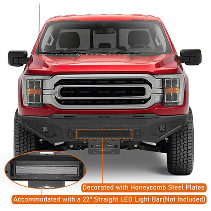 Road Trip Front Bumper w/ LED spotlights  For 2021-2023 Ford F-150(Excluding Raptor) - Ultralisk4x4