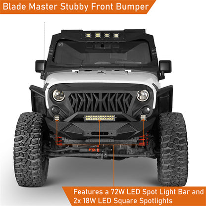 Blade Master Front Bumper w/Winch Plate(07-18 Jeep Wrangler JK) - ultralisk4x4