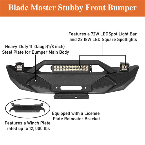 Blade Master Front Bumper w/Winch Plate(07-18 Jeep Wrangler JK) - ultralisk4x4