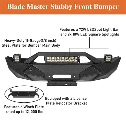 Blade Master Front Bumper w/Winch Plate(07-18 Jeep Wrangler JK) - ultralisk4x4