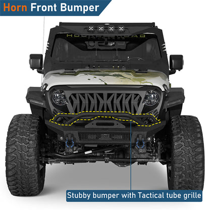 Horn Front Bumper For 2018-2025 Jeep Wrangler JL / Gladiator JT - Ultralisk4x4