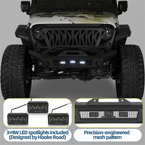 Horn Front Bumper For 2018-2025 Jeep Wrangler JL / Gladiator JT - Ultralisk4x4