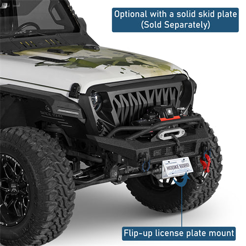 Horn Front Bumper For 2018-2025 Jeep Wrangler JL / Gladiator JT - Ultralisk4x4